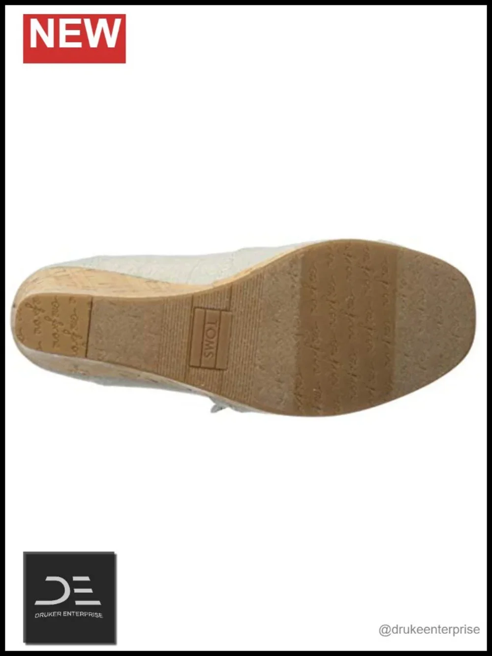 TOMS Classic Wedge Sandals Cork Platform Espadrille Peep Toe